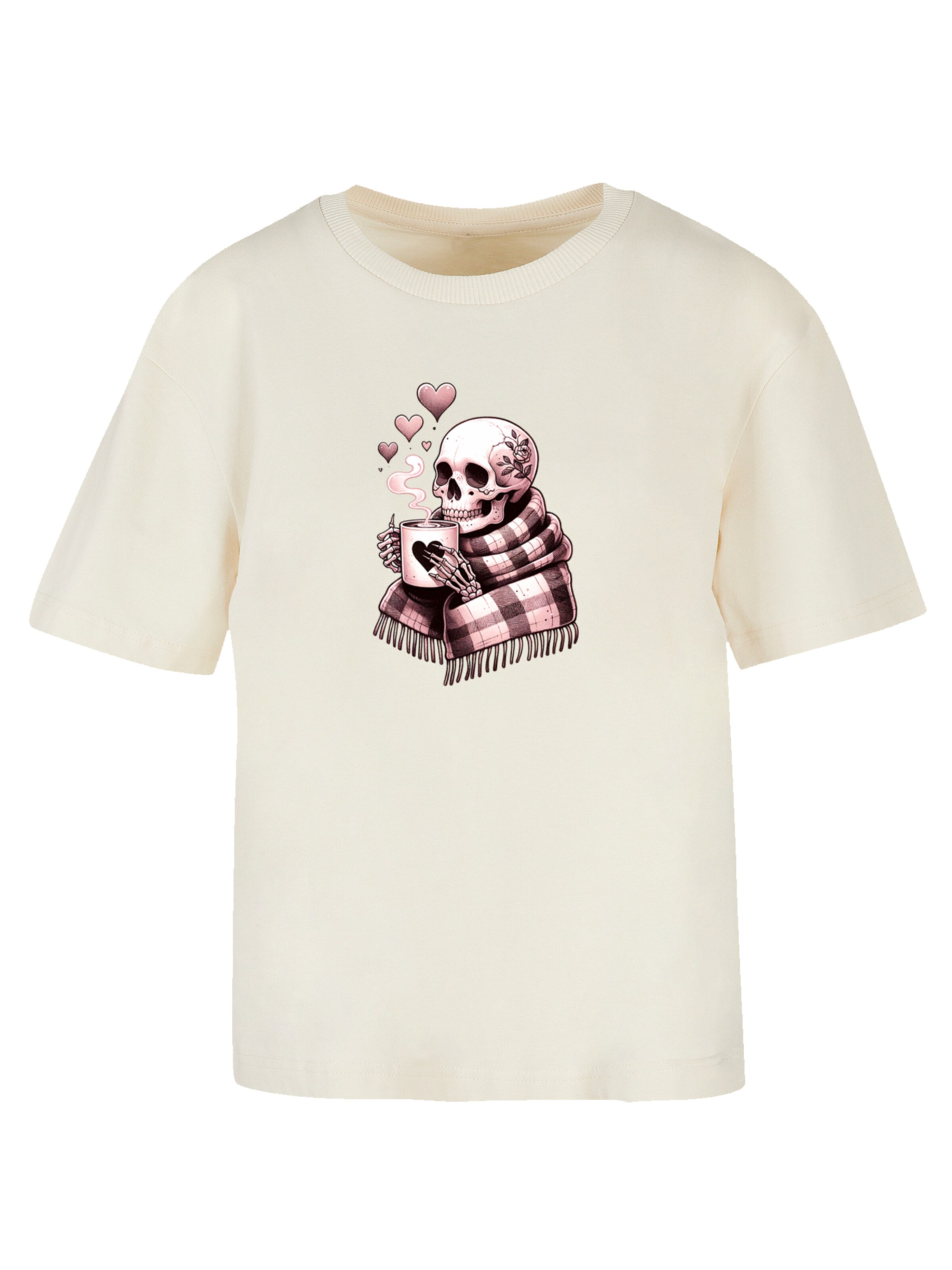 T-shirt 'Cozy Winter Skelett' F4NT4STIC en beige : devant