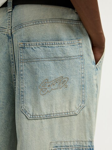 Pull&Bear Wide leg Cargojeans in Blauw