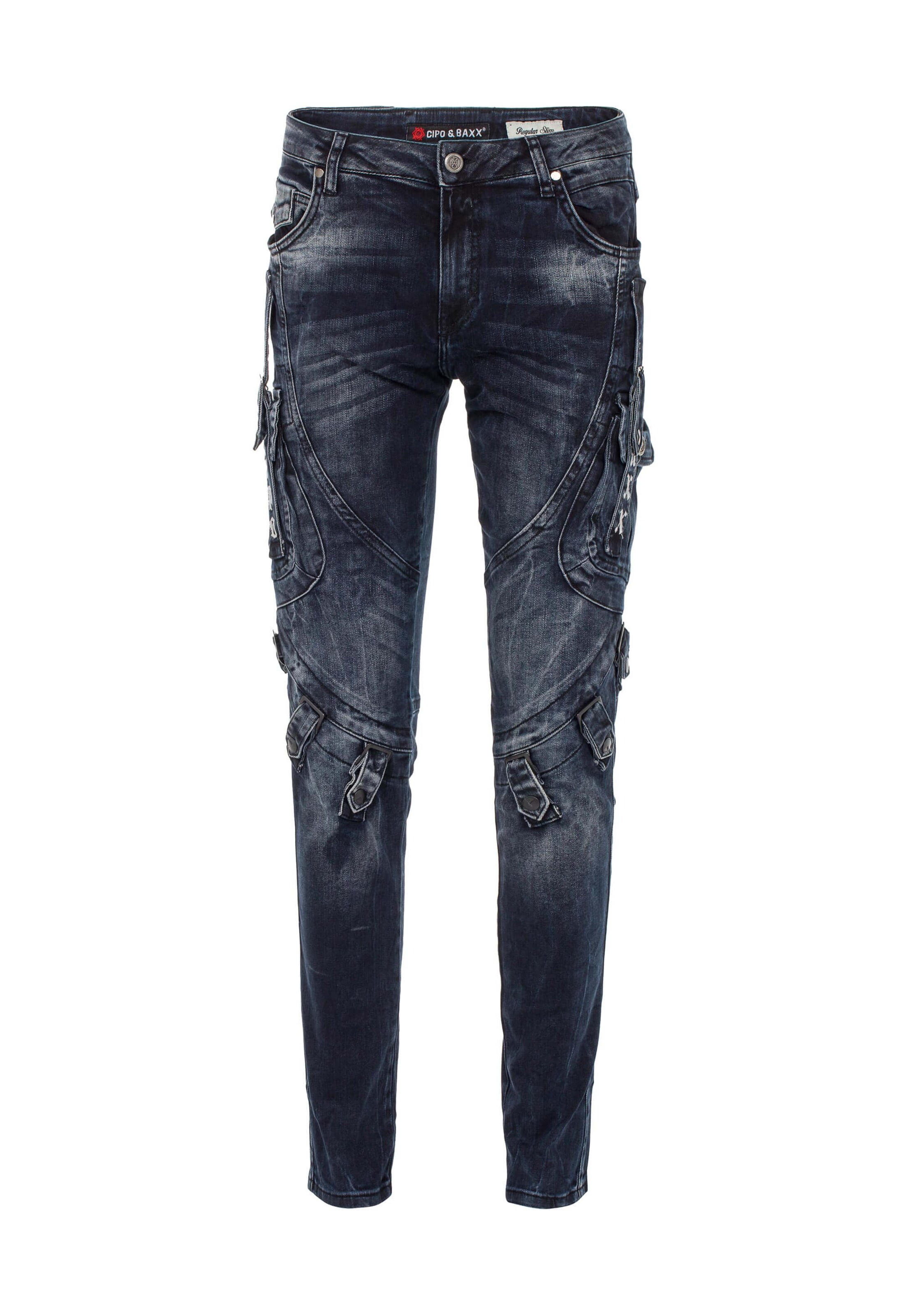 CIPO & BAXX Regular Cargohose 'Rally' in Blau: Vorderseite