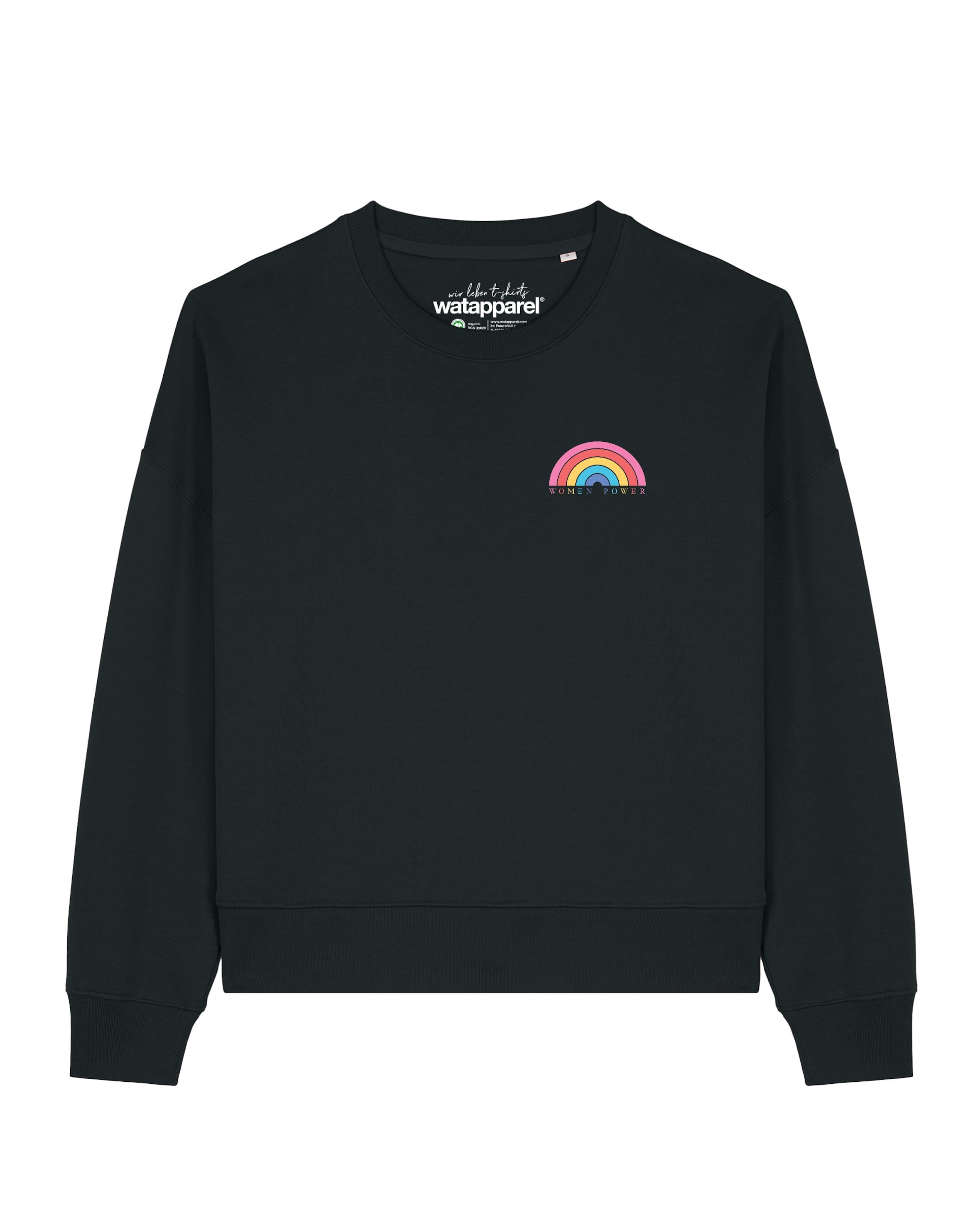 Watapparel Sweatshirt 'Women Power' in Schwarz: Vorderseite