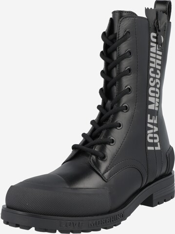 Love Moschino Lace-Up Ankle Boots in Black: front