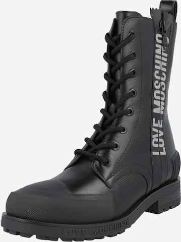 Bottines à lacets Love Moschino en noir : devant