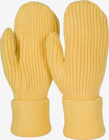 styleBREAKER Fingerhandschuhe 'Strick Fäustlinge mit gemustertem Bund' in Gelb: Vorderseite