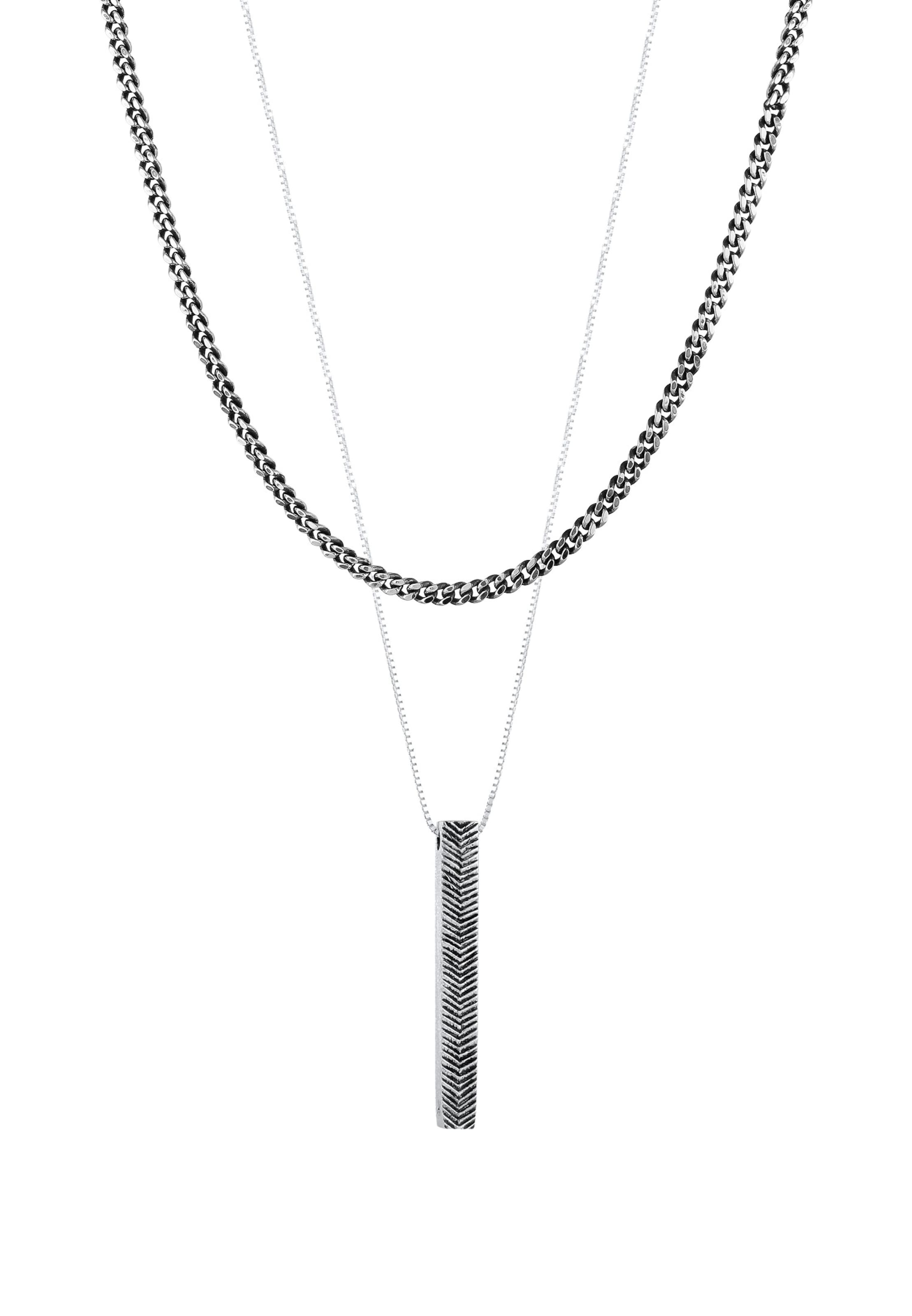 KUZZOI Halskette Geo, Layer in Silber: Vorderseite