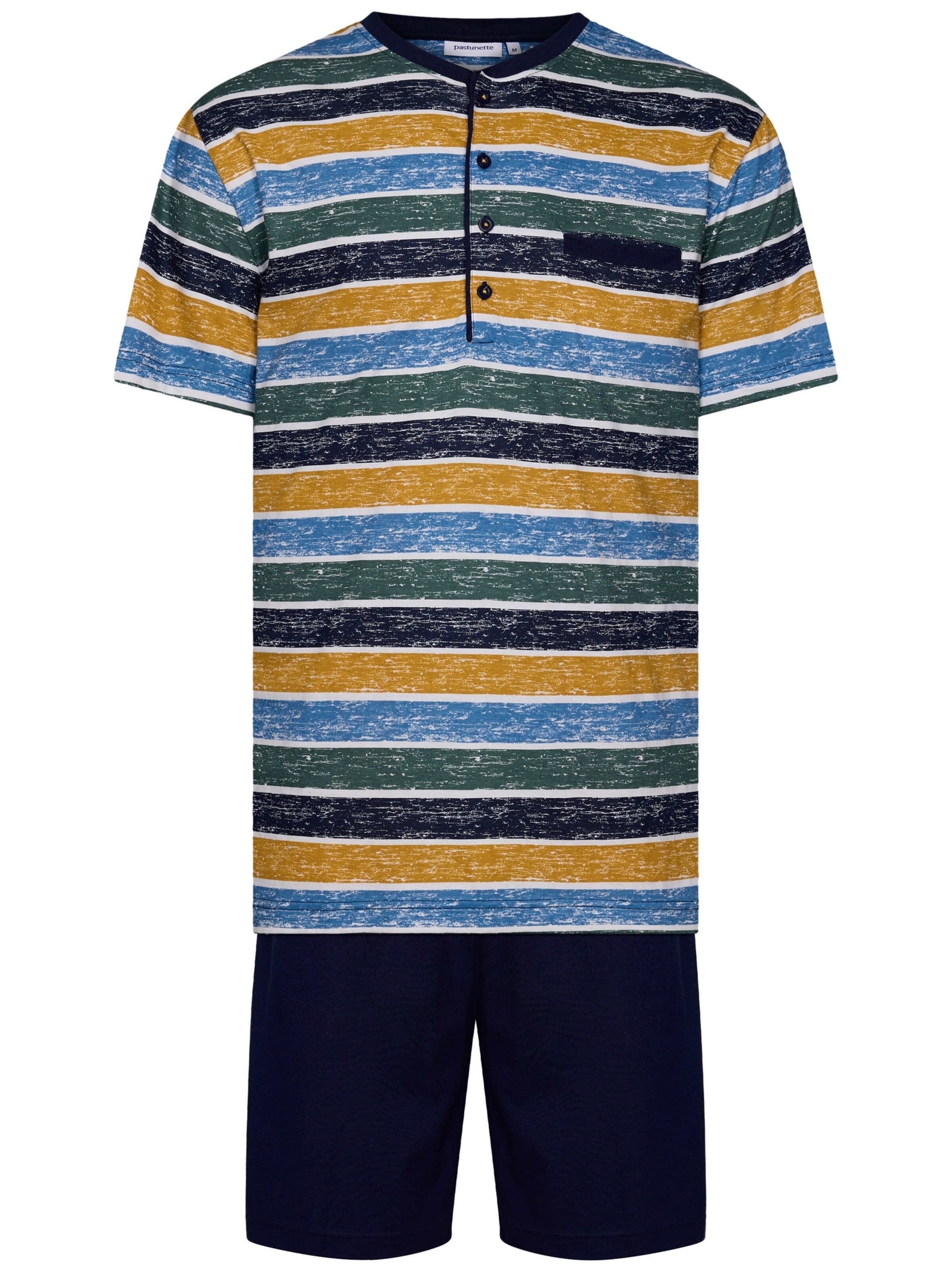 Pyjama court 'Shortama with buttons' Pastunette en bleu : devant