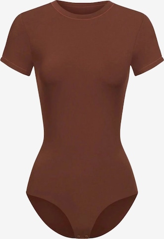 cfab Body 'Crew Neck T-Shirt Bodysuit' in Braun: Vorderseite