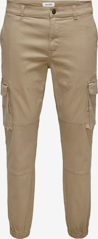 Effilé Pantalon cargo 'Carter' Only & Sons en beige : devant