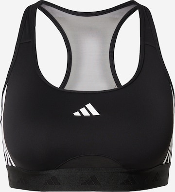 ADIDAS PERFORMANCE Bustier Urheilurintaliivit 'Powerreact Training Medium-support Hyperglam' värissä musta: edessä