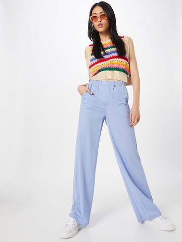 OBJECT Wide leg Pleat-Front Pants 'ESTA' in Blue