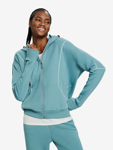 ESPRIT Athletic Zip-Up Hoodie in Blue: front