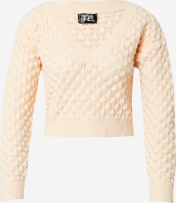 Pull-over Parallel Lines en beige : devant
