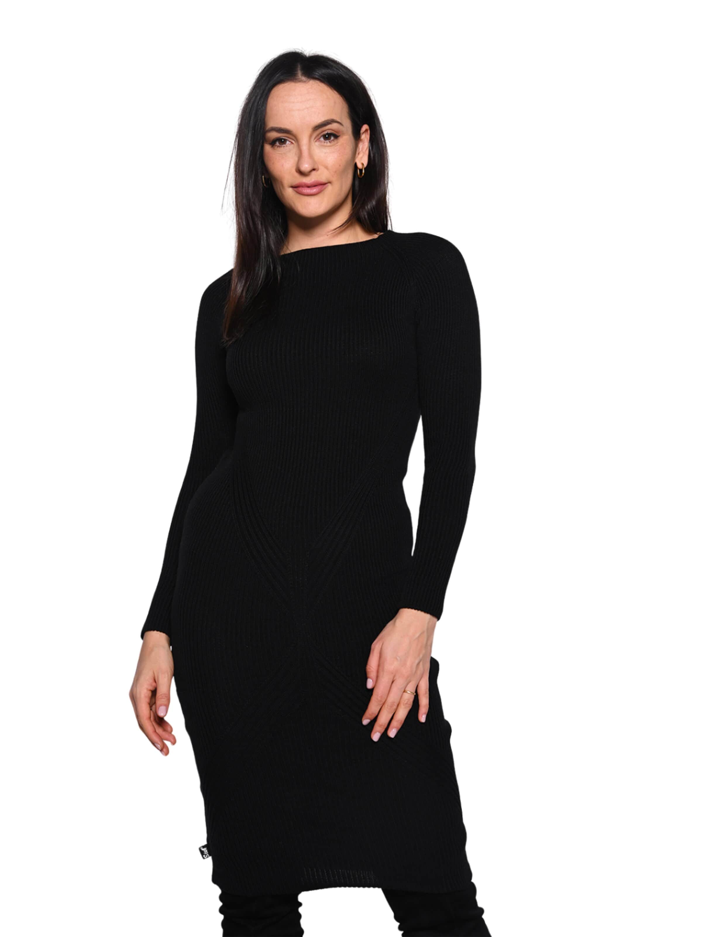 Süel knitwear Strickkleid 'Gabi'‌‌‌‌‌‌‌‌‌‌ in Schwarz: Vorderseite