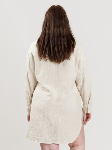 Erlich Textil - Camisa de pijama 'Boyfriend Shirt Malin' em bege