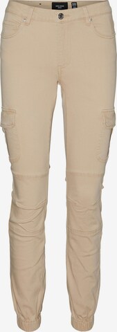 Coupe slim Jeans cargo VERO MODA en beige : devant