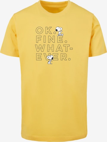 Maglietta 'Peanuts - Ok Fine Whatever' di Merchcode in giallo: frontale