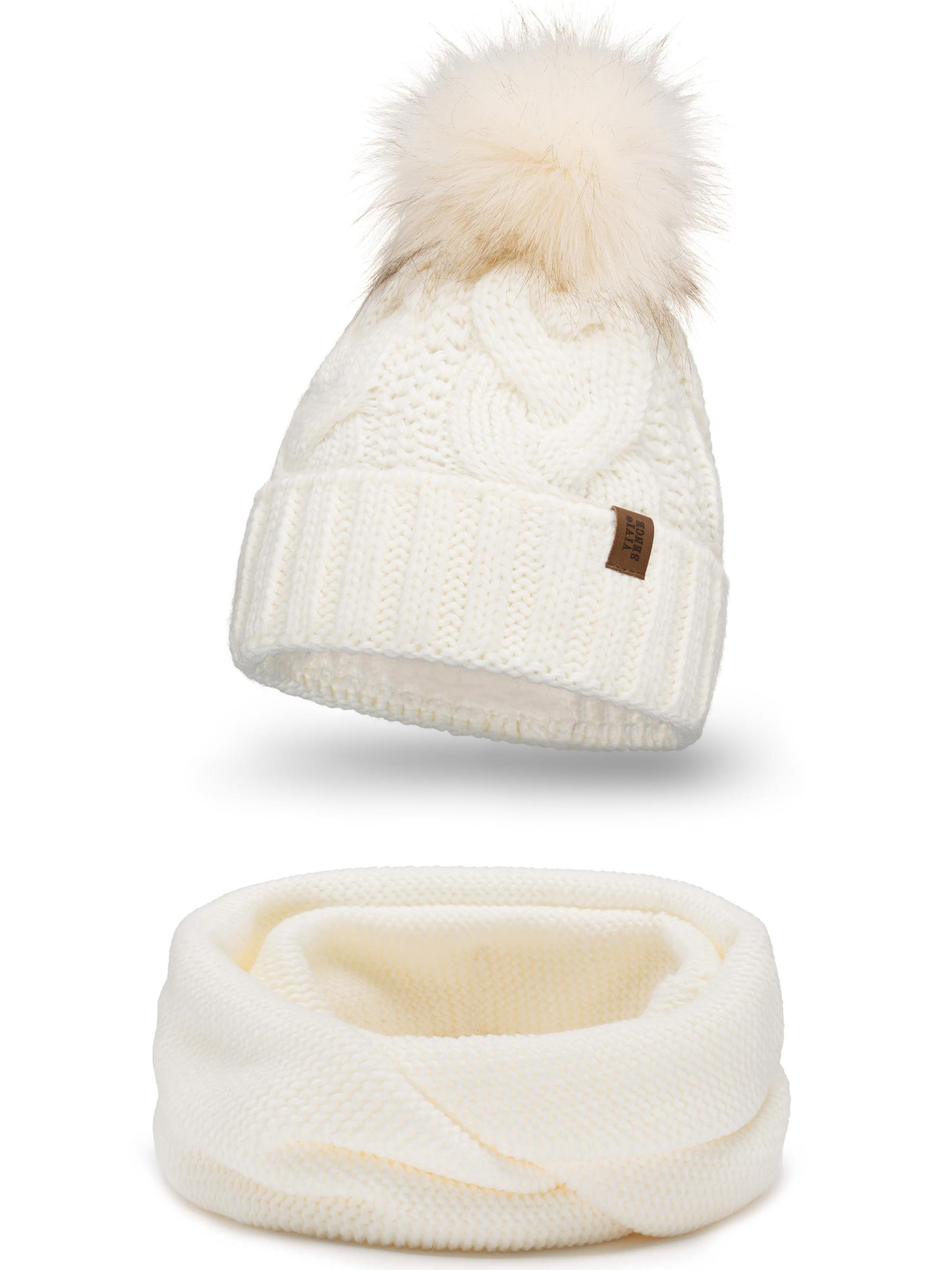 Vivisence Beanie '7014 Set' in Beige: front