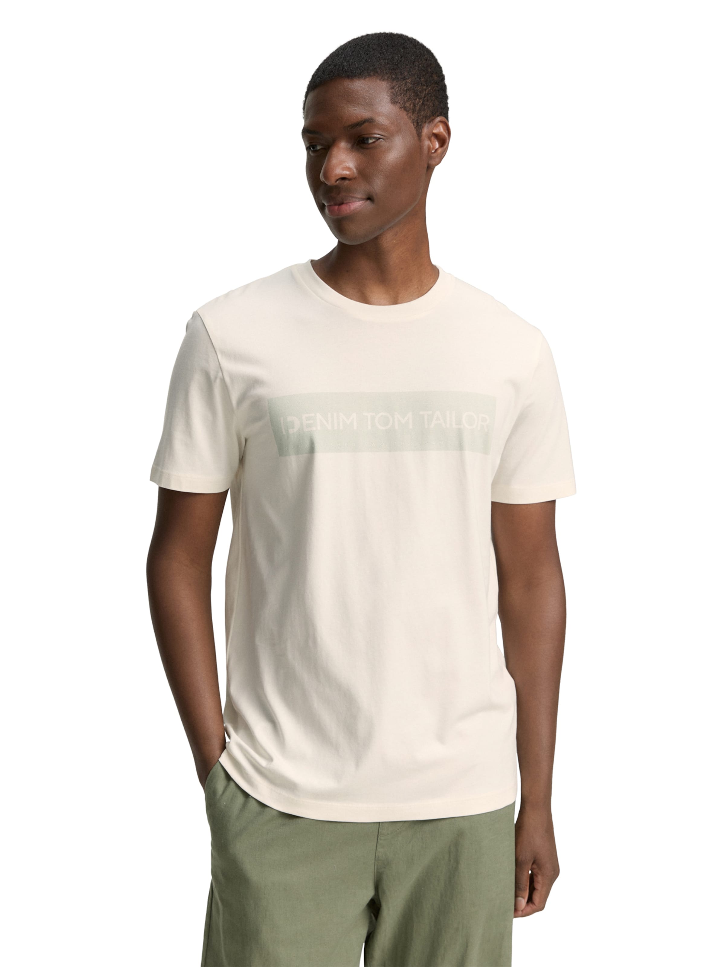 T-Shirt TOM TAILOR DENIM en blanc : devant