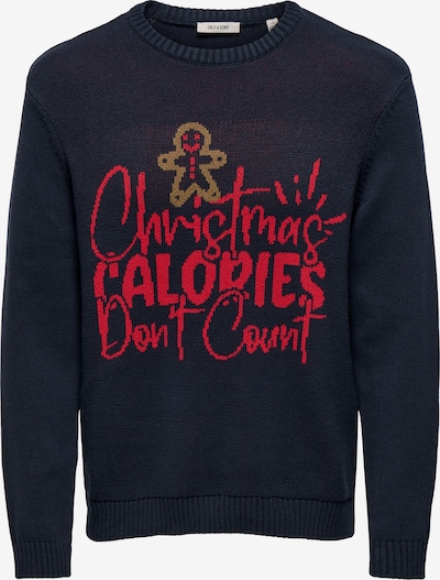 Only & Sons Neulepaita 'ONSX-MAX' värissä laivastonsininen / oliivi / tummanpunainen, Tuotenäkymä