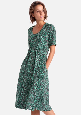 Green Cotton Summer Dress in Mixed colors: front