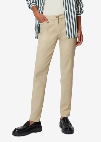Marc O'Polo Slim fit Trousers 'Tiva' in Beige: front
