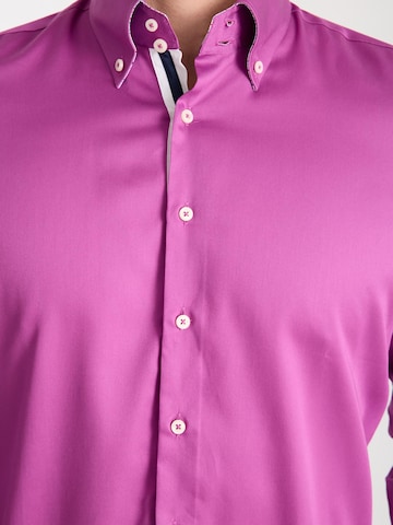 Slim fit Camicia business 'Roma Iconic Satin Man Shirt White' di 7Camicie in lilla