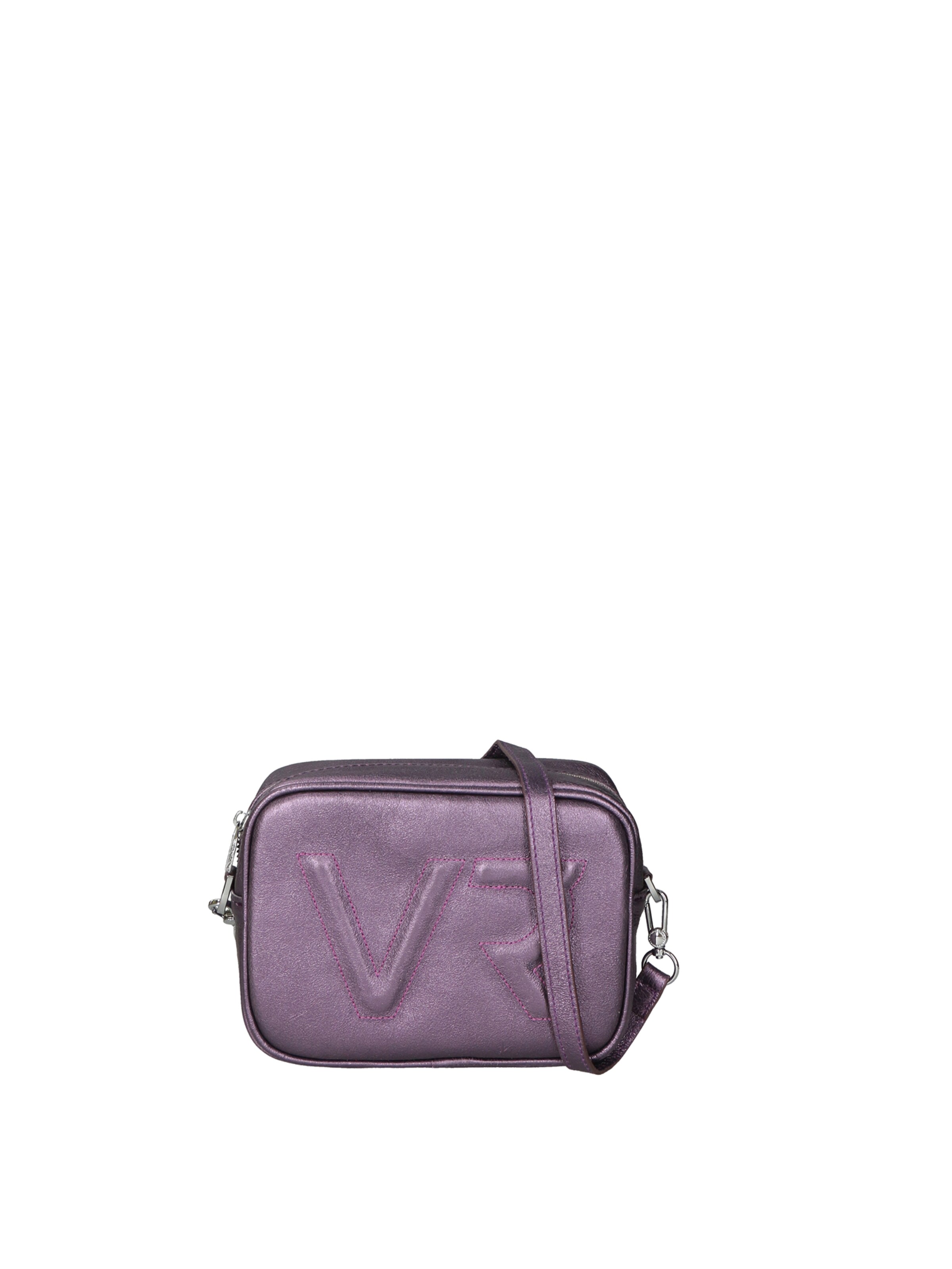 Borsa a tracolla 'Borsa a Tracolla Donna Pelle Laminata con Zip' di Virginia Rhinè in lilla: frontale