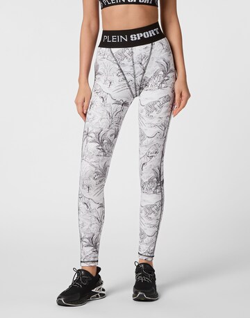 Plein Sport Skinny Leggings in Wit: voorkant