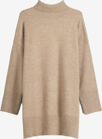 Bershka Knitted dress in Beige: front