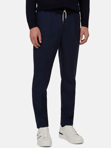 Boggi Milano Regular Pleated Pants in Blue: front