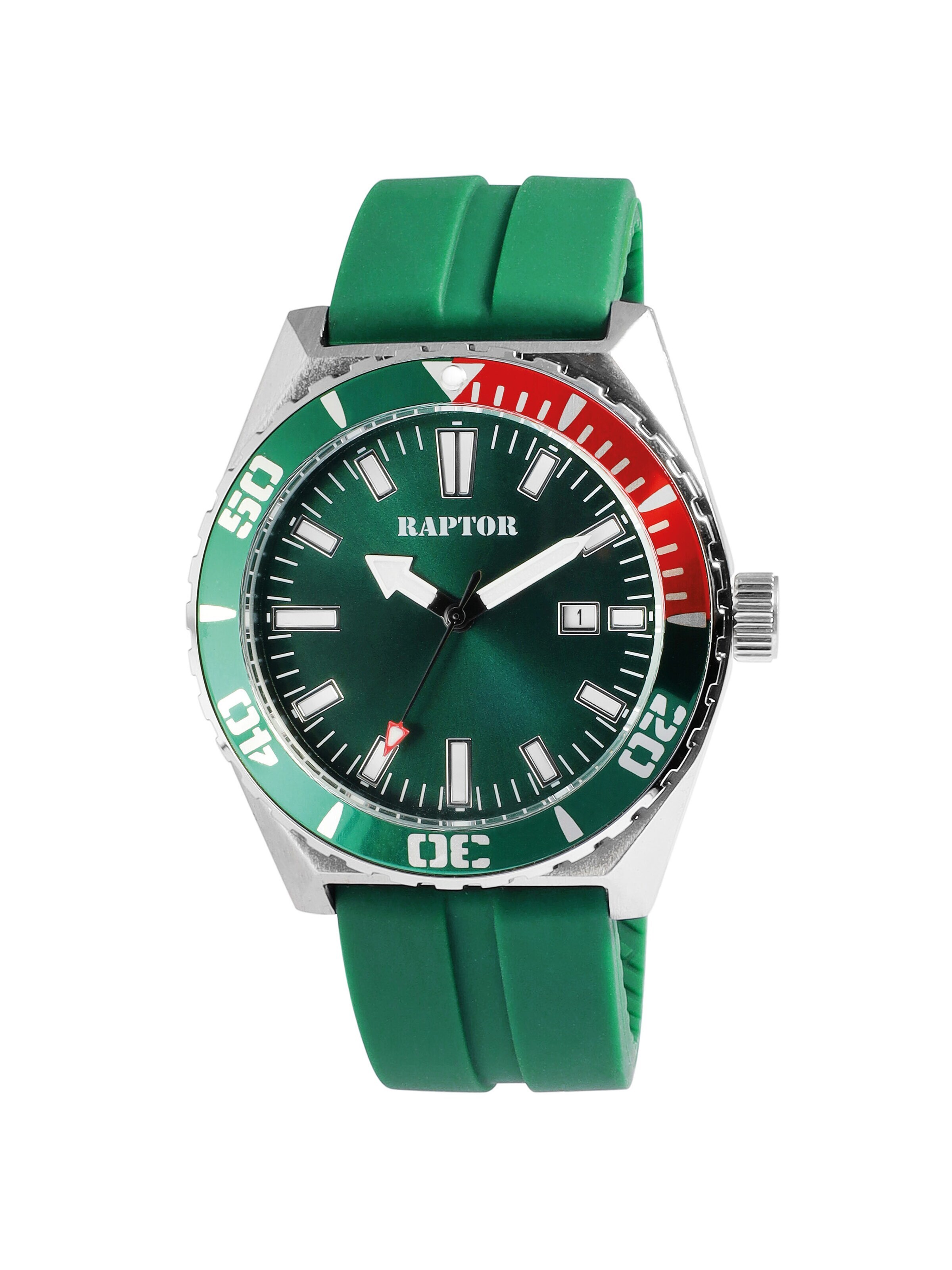 Raptor Analog Watch 'Jett, 5 ATM' in Green: front