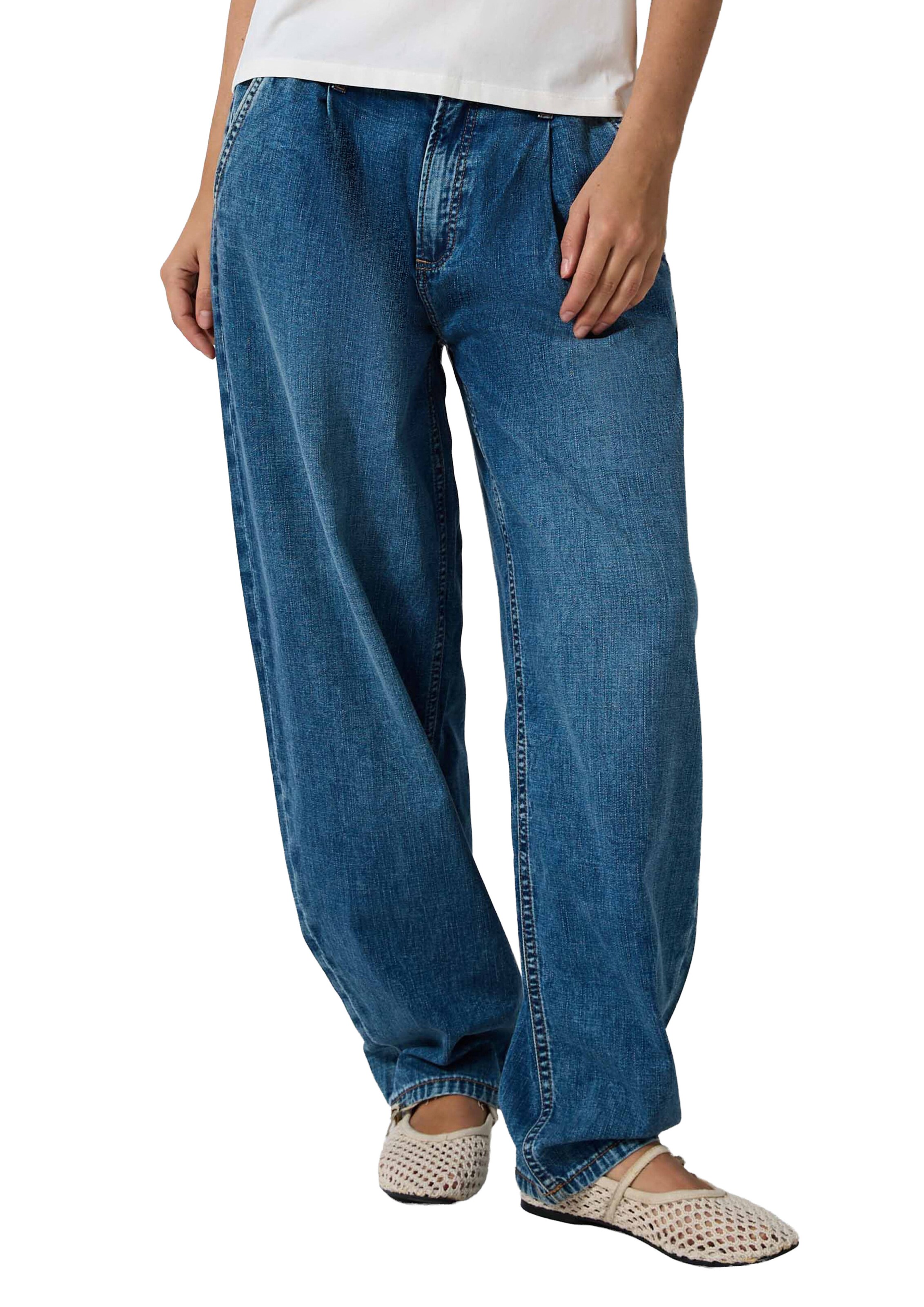 QS Vat Bandplooi jeans in Blauw: voorkant