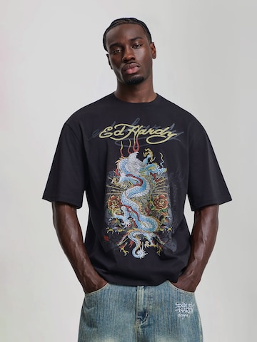 Ed Hardy T-Shirt in Schwarz: Vorderseite