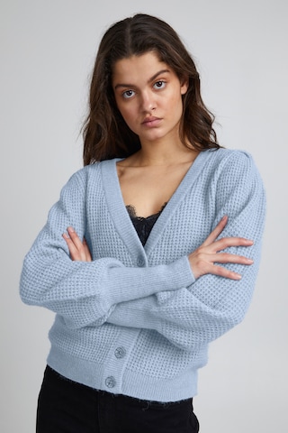 ICHI Knit cardigan 'DUSTY' in Blue: front