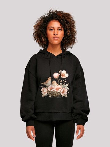 F4NT4STIC Sweatshirt 'Vogelnest Blumen' in Zwart: voorkant