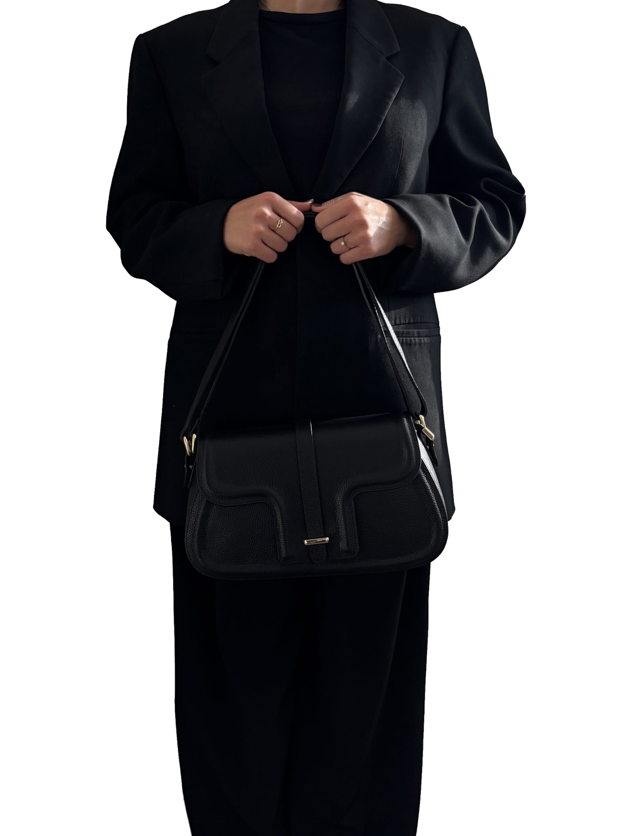 Sac bandoulière CHICCA BORSE en noir : devant