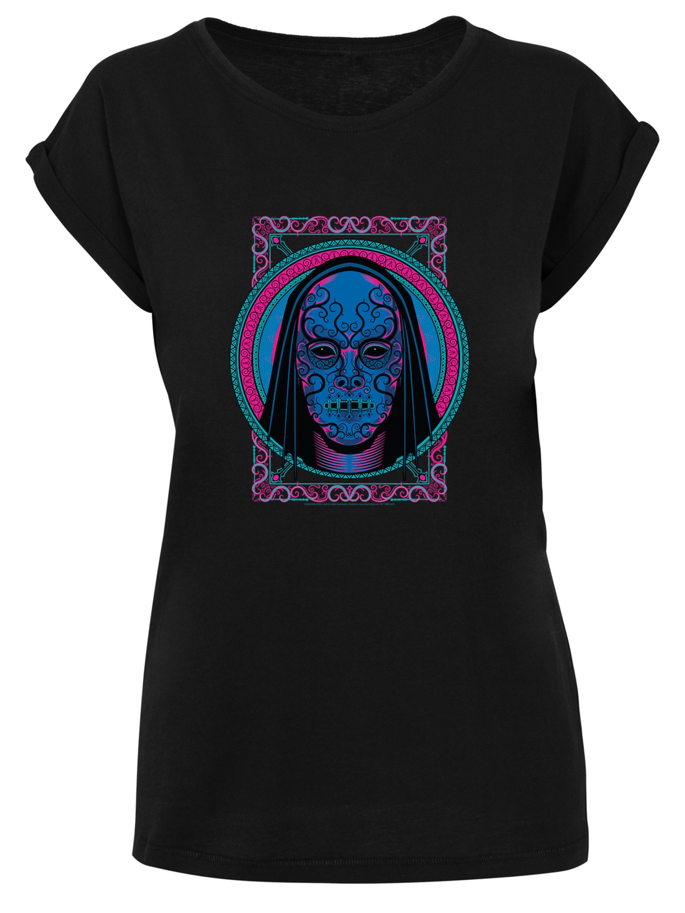 F4NT4STIC T-Shirt 'Harry Potter Neon Death Eater Mask' in blau / dunkelpink / schwarz, Produktansicht