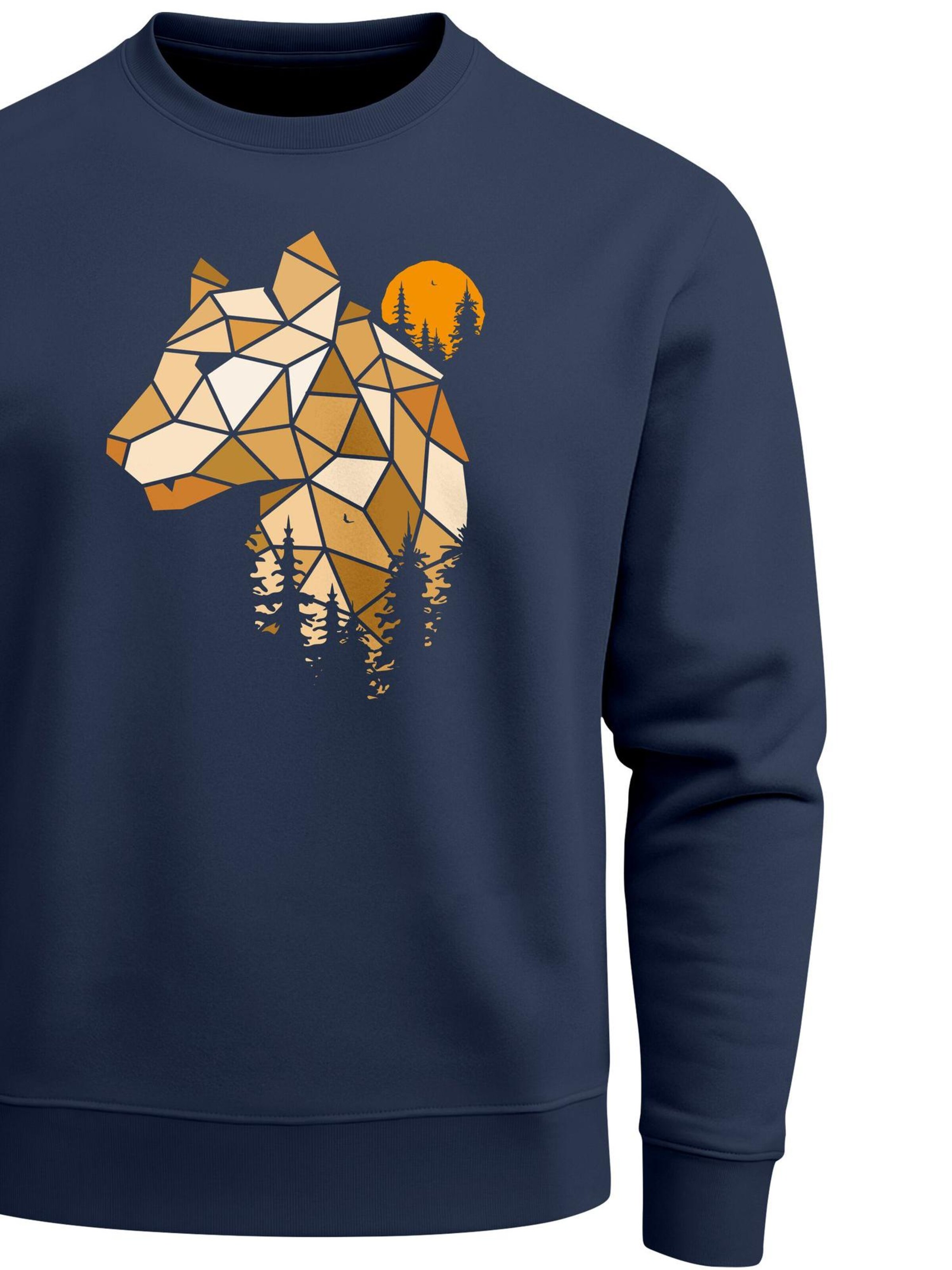 Neverless Sweatshirt 'Luchs Polygon' in Blue