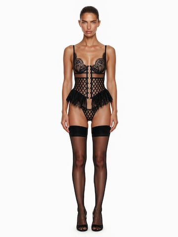 Body 'Valentina Corseted Bodysuit' GOD SAVE QUEENS en noir