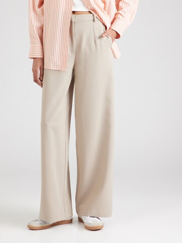 minimum Wide Leg Bukser med lægfolder i beige: forside