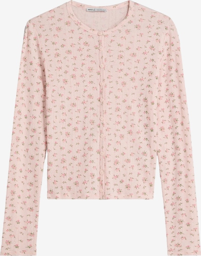Bershka Neuletakki värissä vihreä / roosa / vanha roosa, Tuotenäkymä