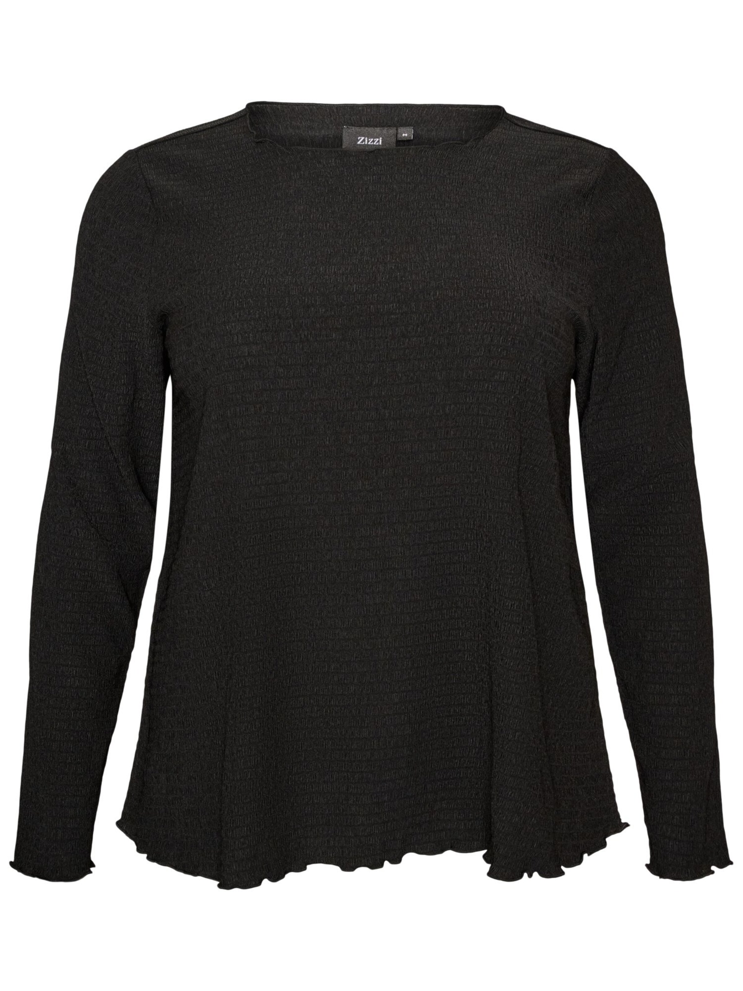 Camicia da donna 'Calaura' di Zizzi in nero: frontale