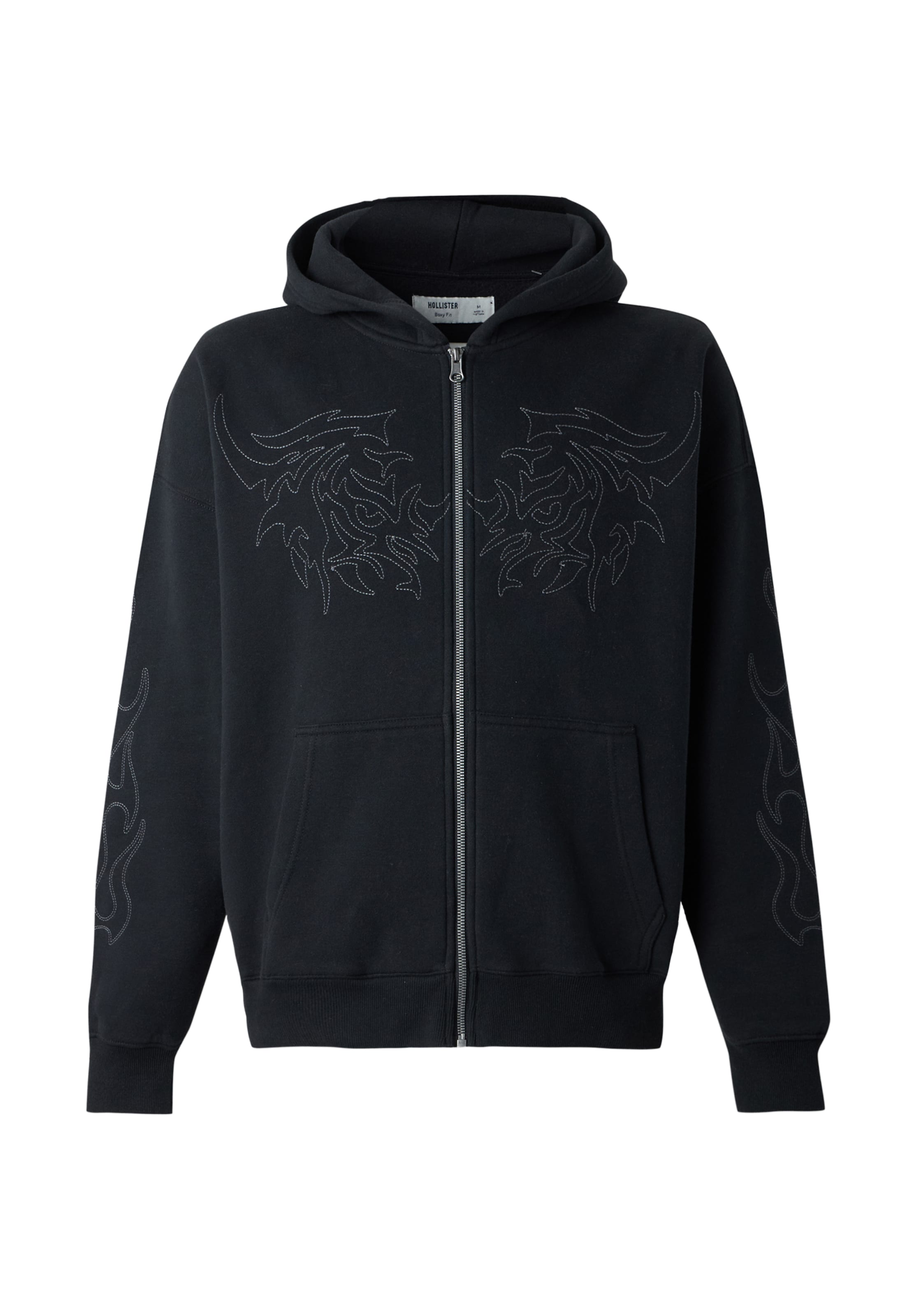 HOLLISTER Sweatjakke i S i sort / hvid, Produktvisning