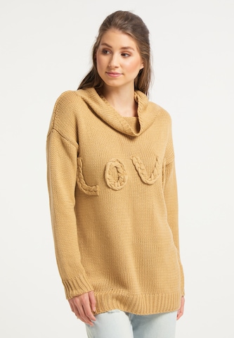 IZIA Oversized Sweater in Brown: front