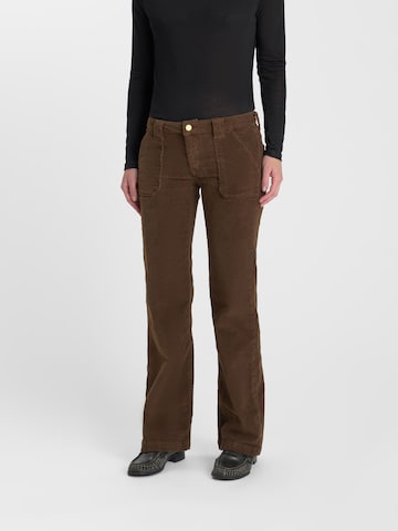 Le Temps Des Cerises Wide leg Broek in Bruin: voorkant