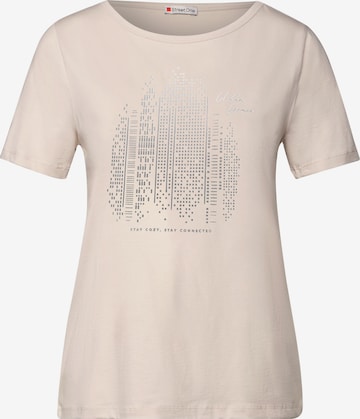 STREET ONE T-Shirt mit Folienprint in Beige: Vorderseite