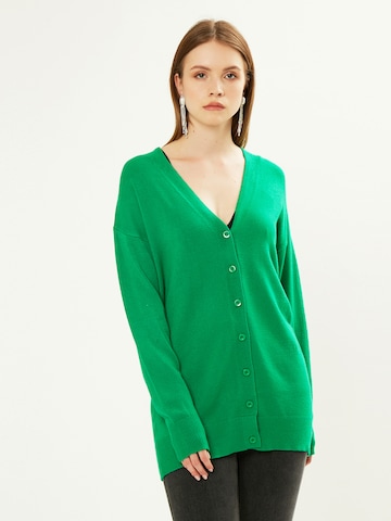 Influencer Knit Cardigan in Green: front