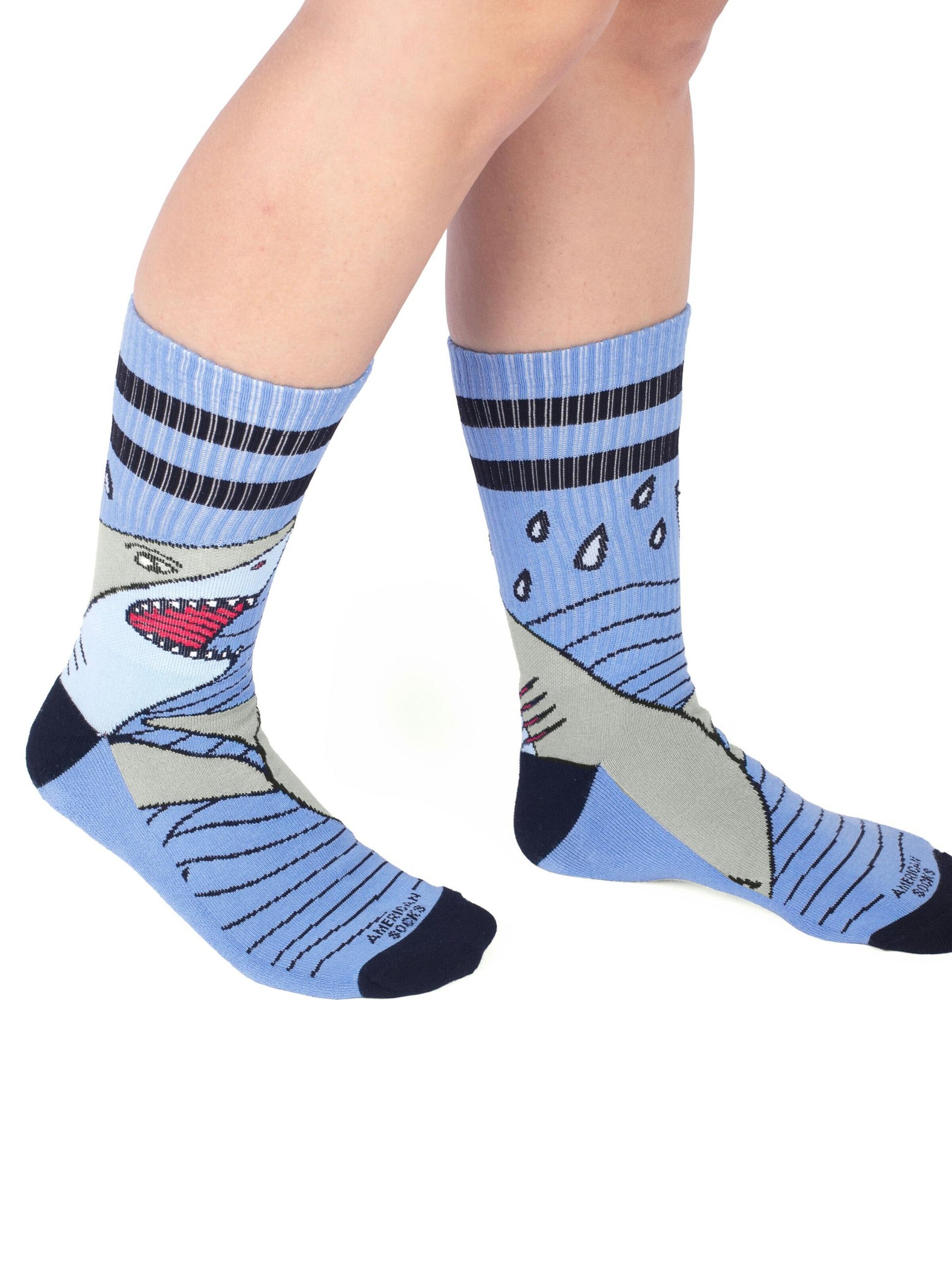 American Socks Socks 'Shark Strike - Mid High' in Blue