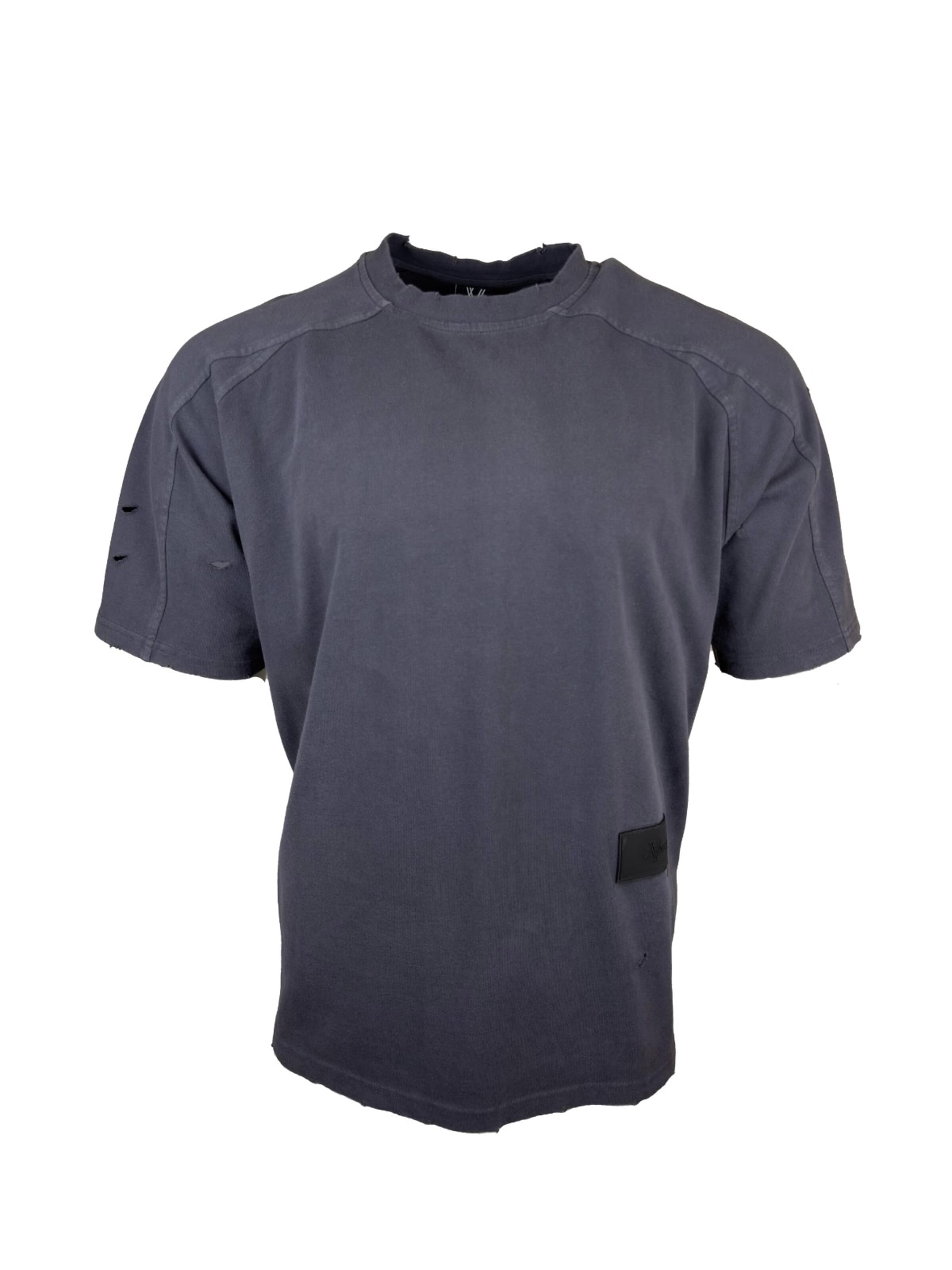 ENVYME Shirt 'T-Shirt Oversize T-Shirt „Heart" Herz-Print, Vintage Destroyed-Look' in Grey: front
