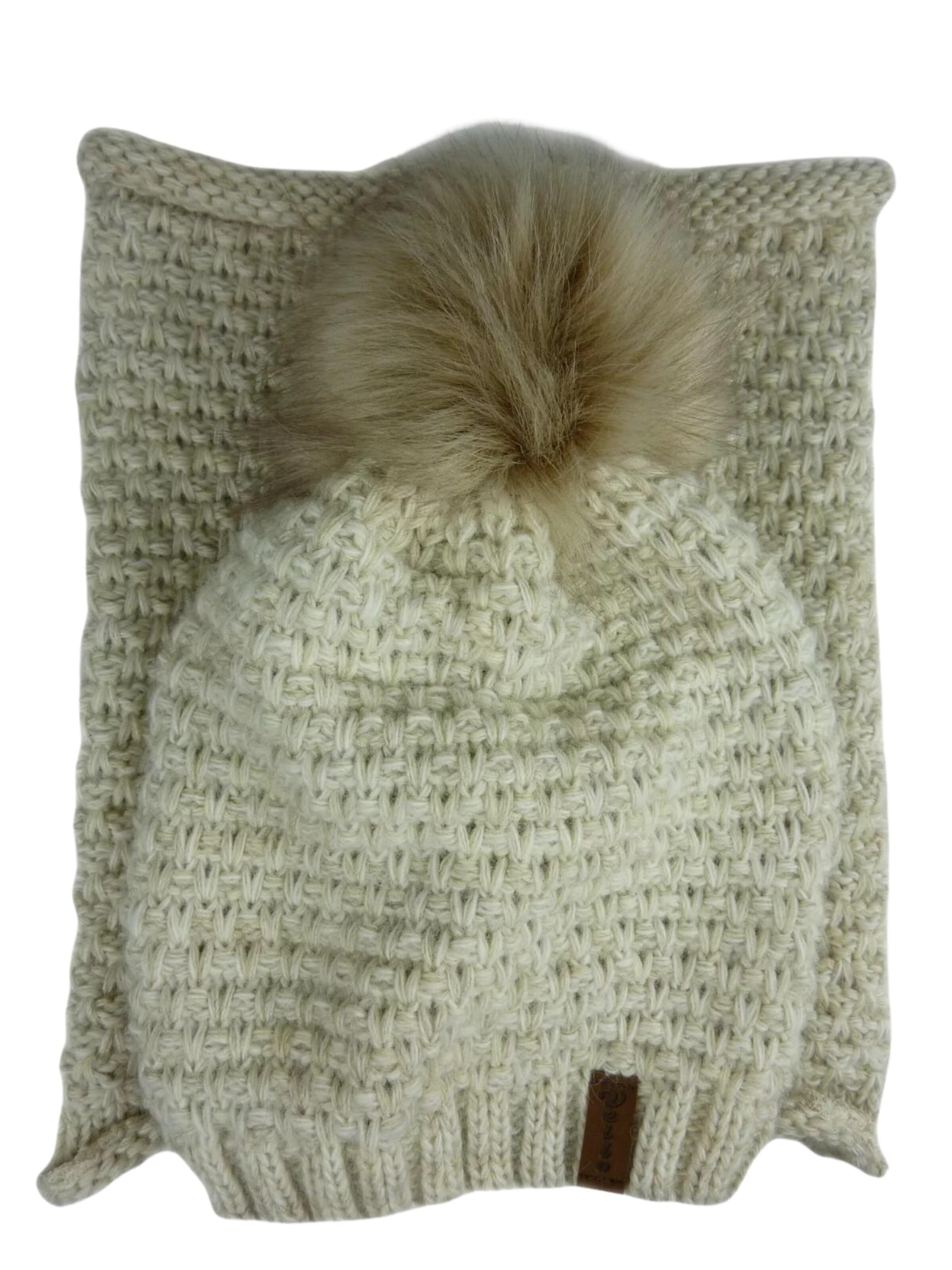 Kumixi Mössa 'Set: Mütze & Loop Schal' i beige: framsida