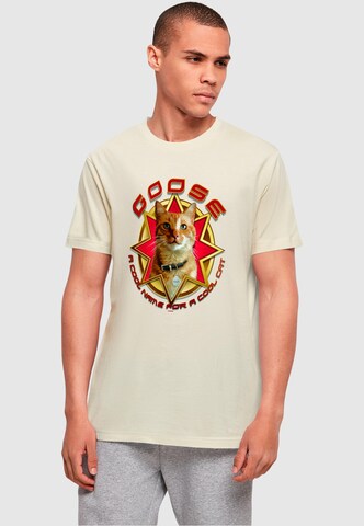 ABSOLUTE CULT Shirt 'Captain Marvel - Movie Goose Cool Cat' in Beige: voorkant